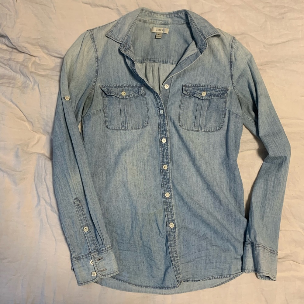 J Crew Chambray Shirt 2 Tall